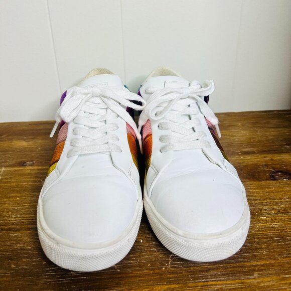Kurt Geiger London Lane Stripe Sneakers Metallic Multi Rainbow 36 Women's 5 NEW - Picture 2 of 8